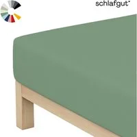 Schlafgut Spannbettlaken Basic Cotton Bettlaken, 160 g/m², 100% Baumwolle, Spannbetttuch, Jersey, Gummizug: rundum, (1 Stück), Spannbettlaken bis 20 cm Matratzenhöhe, bügelfrei und pflegeleicht