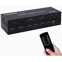 Bolwins C11D HDMI Matrix Splitter 4x2 HD 4K 4 In 2 Out Umschalter Verteiler PC Audio- & Video-Adapter HDMI Typ A (Standard) Stecker zu HDMI Typ A (Standard) Buchse, 0 cm, HDMI 2.0 Matrix Switch 4K 60Hz Umschalter Splitter Video Fernbedienung