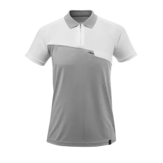MASCOT Polo-Shirt mit Brusttasche ADVANCED Grau-meliert / Weiss XL - 17283-945-0806-XL