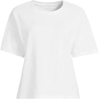 Kastiges Flammgarnshirt mit kurzen Ärmeln für Damen, Damen, size: regular, Weiß, Baumwolle, by Lands' End