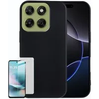 Wigento Handyhülle + Schutzglas für Motorola Moto G67 / Moto G77 2 in 1 TPU + 9H Hartglas 6,78 Zoll, Produktset TPU Hülle mit Hart Glas