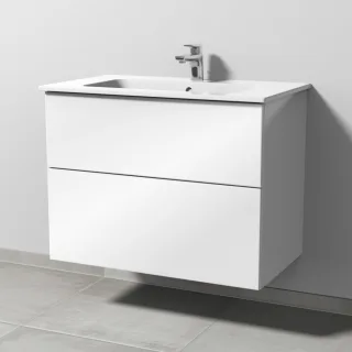 Sanipa 3way Waschtischunterbau zu Duravit ME by Starck Waschtisch mit 2 Auszügen, Weiß-Glanz SF72578