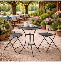 HTI-Living Garten-Essgruppe Bistro Set mit Tisch und 2 Stühlen Ivo Blau Metall für Balkon Terrasse, (Set, 3-tlg., 1 Tisch 2 Stühle), Sitzgruppe Essgruppe Balkonset