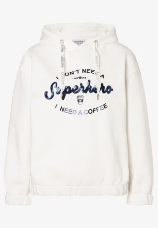 MORE & MORE - Hoodie mit Schriften weiß - Gr. - 46