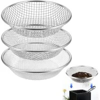 BlingBin Gartensieb 3mm, 6mm, 10mm Kompostsieb aus Edelstahl für Erde, Kompost, Saatgut, Edelstahl, (3er Set, 3-St., Produktabmessungen: 30 × 30 × 6,8 cm), Rundes Erdsieb Sandsieb Durchwurfsieb für Gartenarbeit & Kompostieren