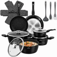 HOMELUX Topf-Set Kochgeschirr-Set, Induktions Töpfe Set, Antihaftbeschichtung, Aluminium, Edelstahl (Set, 15-tlg), Induktion