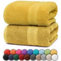 NatureMark Duschtücher 2er-Set Frottier Duschtücher 70x140cm, 100% Baumwolle (2-St), Premium Qualität, DUSCHTUCH, Dusch-Handtuch, 70x140cm, Gelb