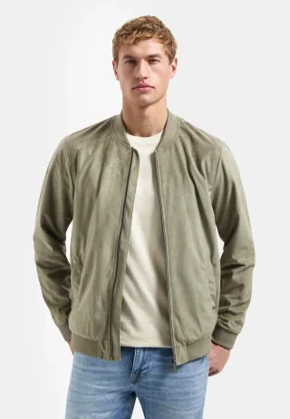 No Excess - Jacket Short Fake Suede light moss - Gr. - XL