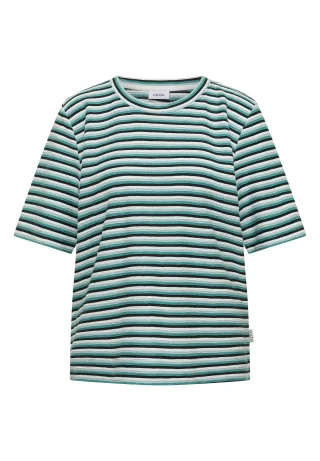 CECIL - T-Shirt mit Struktur und Streifen palm breeze green - Gr. - XXL