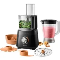 Philips Küchenmaschine HR7510/10 Viva Collection, 800 W, 2,1 l Schüssel, 29 Funktionen, 2-in-1 Schneidescheibe, Zitruspressenaufsatz