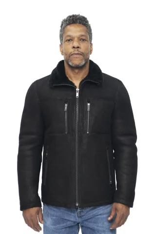 Herren-Biker-Bomberjacke aus Schaffell-Agboville