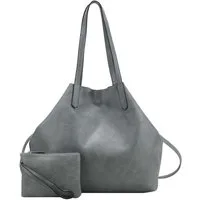 ITALYSHOP24 Schultertasche Damen Tasche SET 2in1 Umhängetasche XXL Shopper Reise Urlaub Outdoor, Henkeltasche Hobo Tote Bag + Crossbody / Schmucktasche Leder Optik