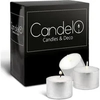 Candelo Teelicht 100 XXL Teelichter mit 8 Stunden langer Brenndauer-Großpackung (100-tlg), in Aluminium Hülle geruchsneutral in Weiß - Universal Alu Teelichter