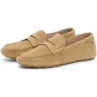 Tommy Hilfiger FLAG SOFT SUEDE DRIVER LOAFER Slipper, Schlupfschuh, Bequemschuh, Mokassin, Flats mit modischen Zierriegel