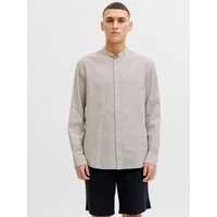 Jack & Jones Langarmhemd JJEBREEZE LINEN BLEND BAND SHIRT L/S SN mit Stehkragen