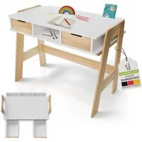 Juskys Kinderschreibtisch Fietje, Höhenverstellbarer Schreibtisch für Kinder, Holz, viel Stauraum