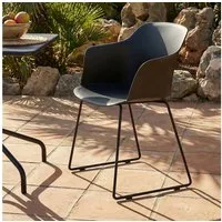 IDIMEX Gartenstuhl FORO (4 St), Outdoor Schalenstühle 4er Set UV-beständig mit Metallbeinen Schwarz