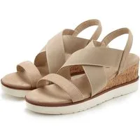 LASCANA Sommerschuh, offener Schuh, Sandale, Keilsandalette, Sandalette mit elastischen Riemchen VEGAN