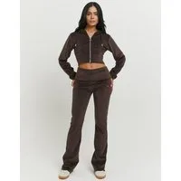 Tally Weijl Samthose SPAPEVOLDY Materialmix, Bootcut, Mid Waist, aus Samt mit Bündchen zum Umschlagen