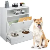 relaxdays Futterstation Futterschrank Hunde, Edelstahl