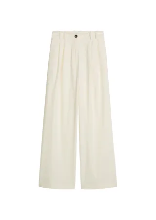Marc OPolo Casual - Weite Bundfaltenhose White Cotton - Gr. - 42