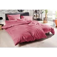 Primera Bettwäsche Uni Luxus-Satin in Gr. 135x200, 155x220 oder 200x200 cm, Satin, 2 teilig, Bettwäsche aus Baumwolle, unifarbene Bettwäsche mit Reißverschluss