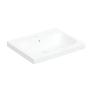Geberit iCon Aufsatz-Waschtisch 501847001 60x48cm, Hahnloch mittig, mit Überlauf, für Arbeitsplatte, weiß