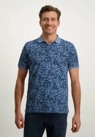 State of Art - Poloshirt mit Allover-Print blau - Gr. - L