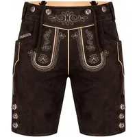 PAULGOS Trachtenhose Herren Lederhose Kurz mit Trägern 100% Echtleder - HK2