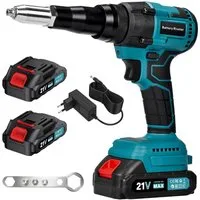 AIBISTAR Montagewerkzeug Akku Nietgerät 21V, Elektrische Nietzange für Blindnieten, Bürstenloser Motor,Überspannungsschutz,Überstromschutz,Kabellos