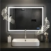 CLP Wandspiegel Jaffrey (1er), Bluetooth-Lautsprecher, Anti-Fog, LED-Licht, IP44
