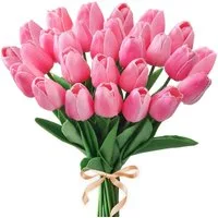 Kunstblume Blumenstrauß Kunstrosen Tulpen Blumenstrauß Bündel Tulpe, HS.SUPPLY, Tulpenstrauß täsuchend echt, Blumenbündel, Höhe 35cm