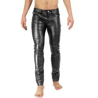 BOCKLE Lederhose Bockle® Super Skinny Faux Button Kunstlederhise Stretch Lederhose