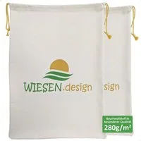 WIESEN.design Wäschesack Set, Baumwollbeutel mit Kordelzug, verstärkte Nähte, außergewöhnliche Grammatur von 280g/m² - EINZIGARTIG, gratis Versand