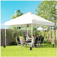 Outsunny Faltpavillon mit Tasche, Sandsäcke, mit 0 Seitenteilen, (Pavillon, Partyzelt), für Garten Festival, Weiß