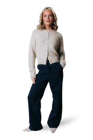Colourful Rebel - Rus Pinstripe Pintuck Straight Pants Dark blue - Gr. - XS