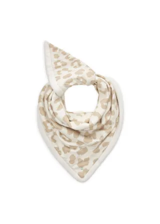 Kaschmirweiches Dreieckstuch mit Leo-Muster und Fake Fur-Rand beige - Gr. - 126