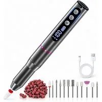 Forrlite Maniküre-Pediküre-Set 12 in 1 Professionell elektrischer Nagelfräser 35000 U/min Nagelfräser, 12-tlg., 7 Geschwindigkeiten Digitalanzeige, Elektrisches Nagelpflegegerät