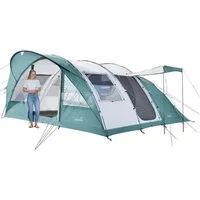 Skandika Tunnelzelt Egersund 7 XL Sleeper Protect, 2 m Stehhöhe, eingenähter Zeltboden, Personen: 7 (dunkle Schlafkabine, wasserdicht, 5000 mm Wassersäule, Transporttasche), mit Sleeper Technologie, Tragetasche, Seitentür als Sonnendach nutzbar