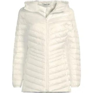 Daunenjacke WANDERWEIGHT Verstaubar Ultraleicht mit Kapuze für Damen in Petite-Größe, Damen, size: petite, Elfenbein, Nylon/Daunen, by Lands' End
