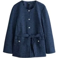 Next Jackenblazer Gesprenkelte Bouclé-Jacke mit Gürtel (1-tlg)