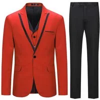 Allthemen Anzug (3 tlg) Slim Fit Elegante Anzüge mit Spitzen Revers