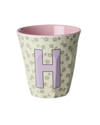 Rice Melamin Becher Buchstabe H/Flowers/Salbeigrün 250ml