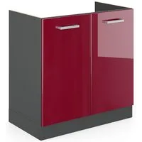 Vicco Unterschrank R-Line, Rot Hochglanz/Anthrazit, 80 cm ohne Arbeitsplatte (1-St)