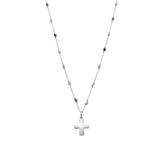 Luxenter Halskette aus 925er Sterlingsilber mit Zirkonia-Saphir und Rhodium-Finish – Cruz