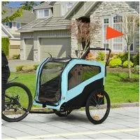 PawHut Fahrradhundeanhänger 2-in-1 Hundebuggy max. 30 kg, Hundewagen mit Reflektoren