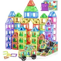 POPOLIC Magnetische Bausteine, Magnetspiel STEM Magnetbausteine Magnetspielbausteine, (Montessori Spielzeug ab 3 Jahre, Magnete Spielzeug ab 3 4 5 Jahre Ostern Geschenk, 50 St), für Kinder Jungen Mädchen, 50 Teile Magnetbausteine