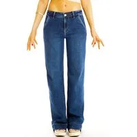 be styled Schlagjeans Medium waist Loose fit Bootcut Jeans dunkelblau - Damen - j45L-1 mit Stretch-Anteil