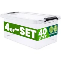 Deuba Aufbewahrungsbox, 40L Deckel Kunststoff Organizer Ordnungsboxen BPA frei stapelbar Küche