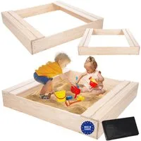 Modo24 Sandkasten Sandkasten mit Sitzbänken, Holzsandkasten, Gartenspielzeug, für Kinder, Sandkasten für Garten, Outdoor Sandkasten mit Bänken
